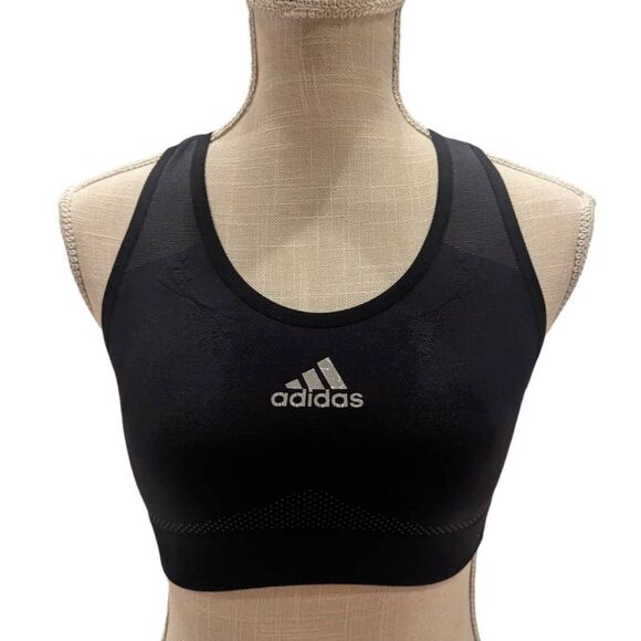 Adidas Sports Bra Clima Cool Woman's Medium Black No Padding Yoga Running - Picture 1 of 6